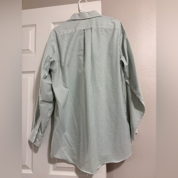 Stanford Essentials Green & White Striped Men's Button Down Oxford Shirt, 34-35 - Picture 4 of 4